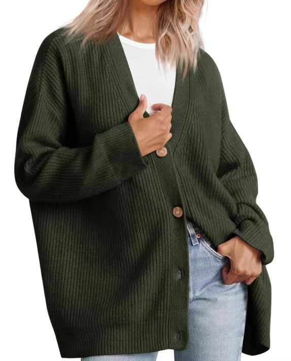 Women's Relaxed Fit Striped Knit Cardigan - Stylish Button-Up Sweater for Everyday Wear