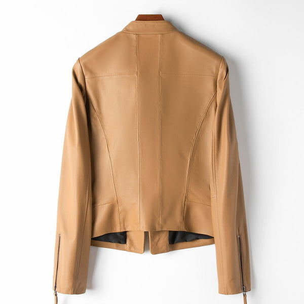 Women's Long Sleeve Striking Leather Jacket - Stylish & Trendy Outerwear