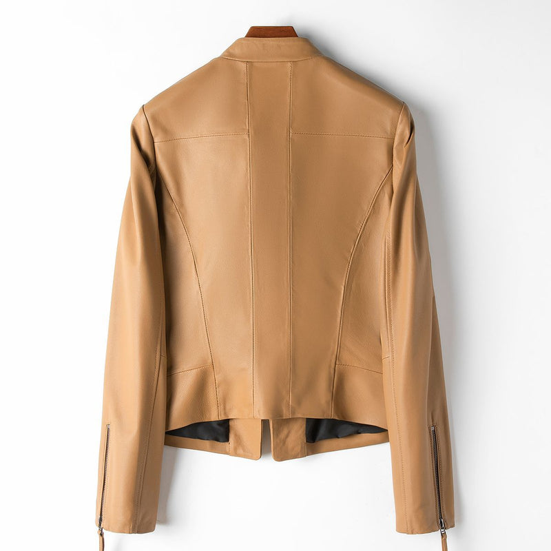 Women's Long Sleeve Striking Leather Jacket - Stylish & Trendy Outerwear