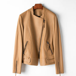 Women's Long Sleeve Striking Leather Jacket - Stylish & Trendy Outerwear