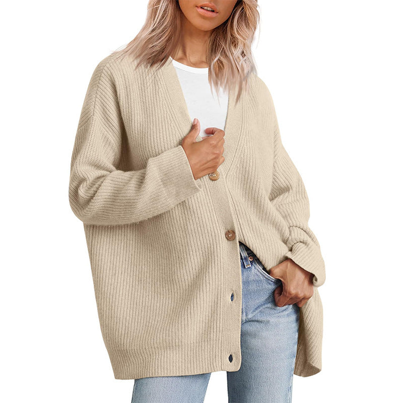 Women's Relaxed Fit Striped Knit Cardigan - Stylish Button-Up Sweater for Everyday Wear