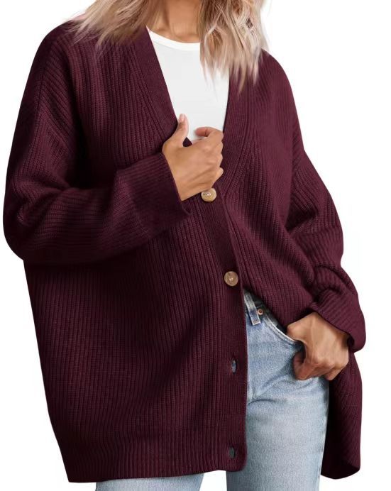 Women's Relaxed Fit Striped Knit Cardigan - Stylish Button-Up Sweater for Everyday Wear