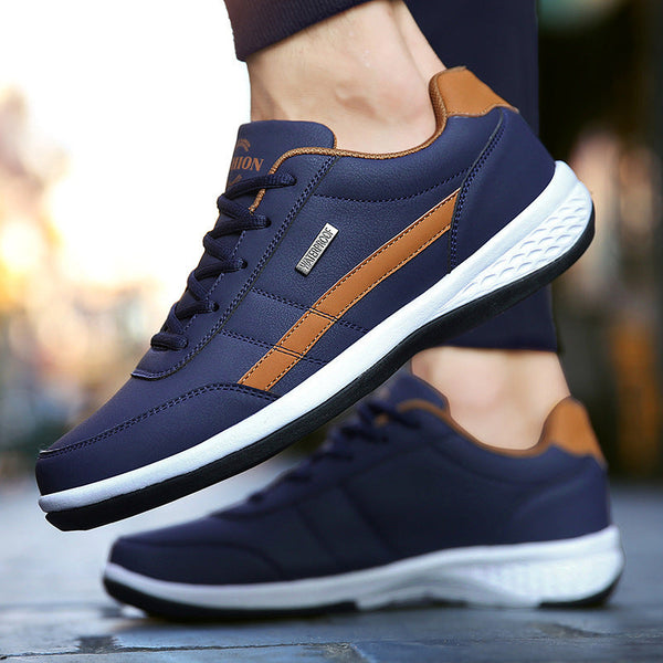 Men's Casual Lace-Up Sneakers - Comfortable Cushioned Grip Sole for All-Day Wear