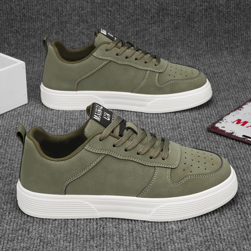 Men's Low-Top Lace-Up Sneakers with Breathable Perforated Rubber Sole - Stylish & Comfortable Footwear for Everyday Wear