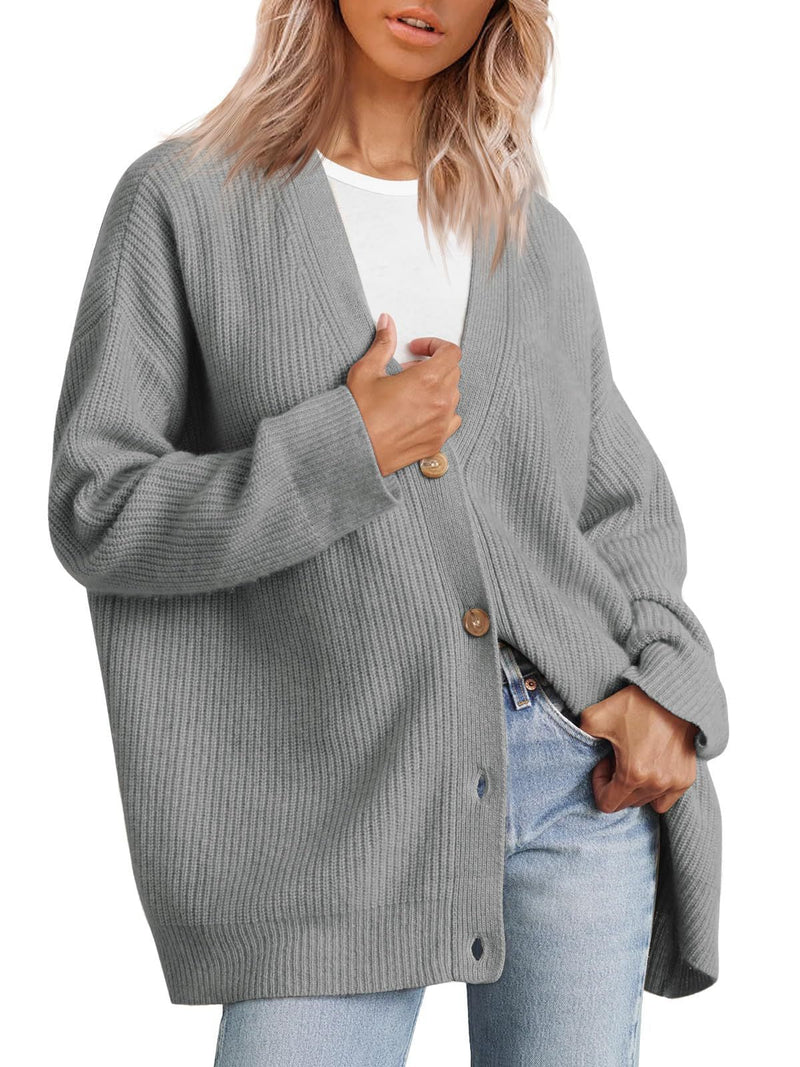 Women's Relaxed Fit Striped Knit Cardigan - Stylish Button-Up Sweater for Everyday Wear