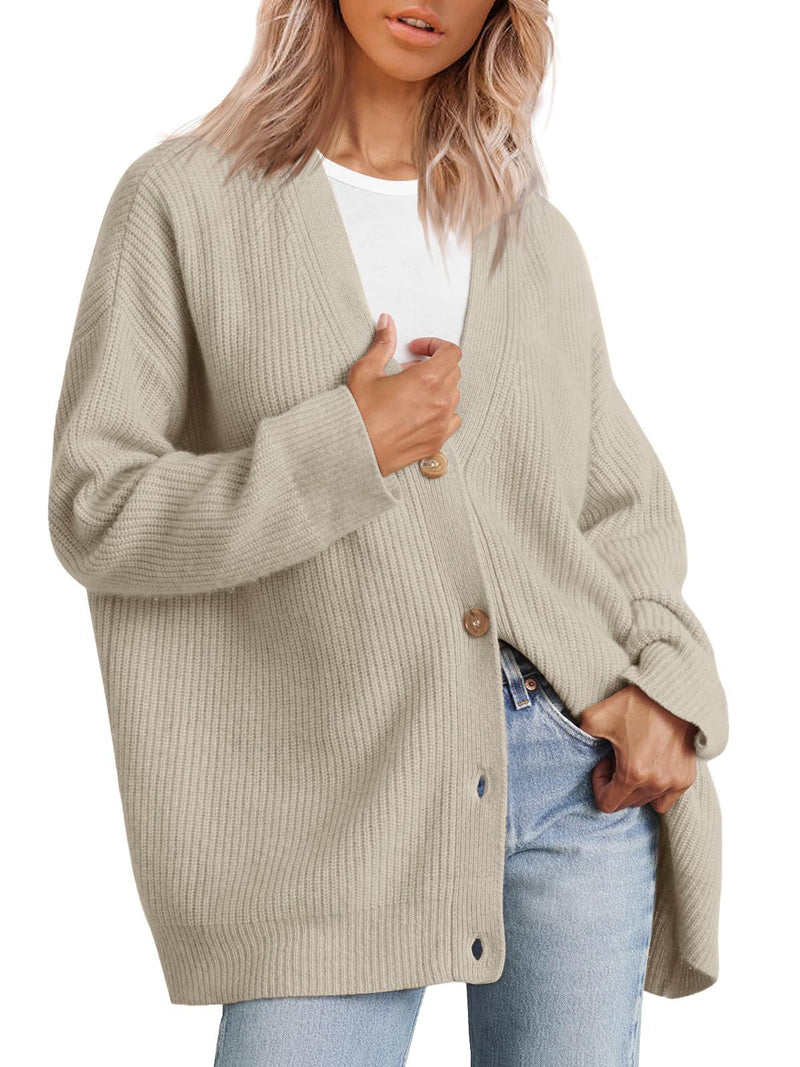 Women's Relaxed Fit Striped Knit Cardigan - Stylish Button-Up Sweater for Everyday Wear