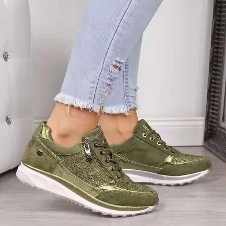 Orthopedic Arch Support Walking Shoes - Easy-On Side Zip Comfort Rocker Sneakers for All-Day Support