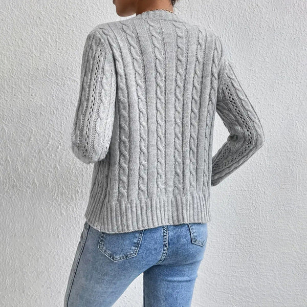 Women's Slim Fit Cable Knit Cardigan - Stylish Button Front Closure for a Chic Look