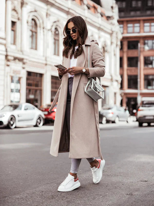Chic Long Wool Coat for Women | Stylish Belted Design | Elegant Winter Outerwear