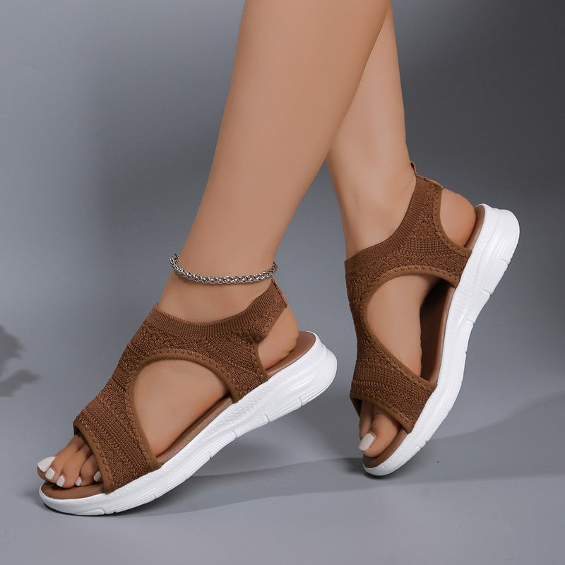Women's Slip-On Ortho Sandals with Knit Upper | Open Toe Design & Cushioned Sport Sole for Ultimate Comfort