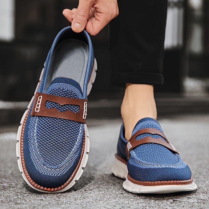 Men's Breathable Mesh Sneakers with Cushioned Sole & Stylish Contrast Overlay - Lightweight Athletic Footwear for Comfort and Performance