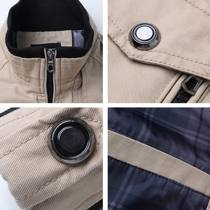 Men's Lightweight Utility Bomber Jacket with Zipper Pockets - Stylish & Functional Outerwear