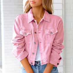 Trendy Women's Cropped Denim Jacket | Casual Chic Outerwear for Effortless Style