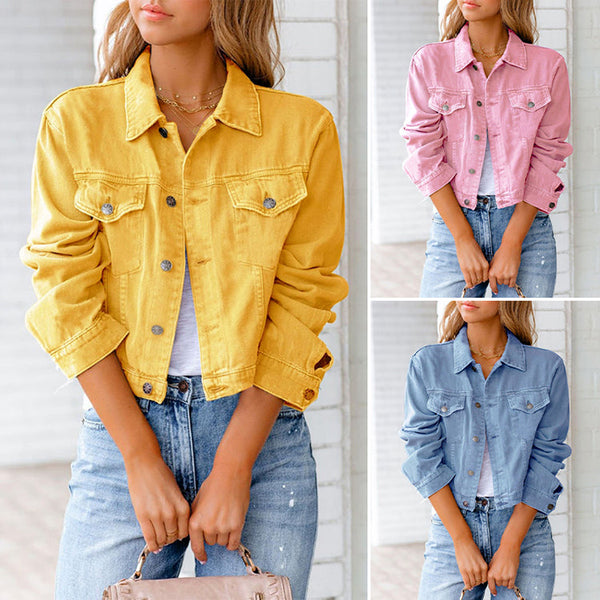 Trendy Women's Cropped Denim Jacket | Casual Chic Outerwear for Effortless Style