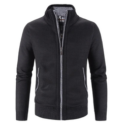 Men's Stylish Structured Zip-Up Cardigan with Mock Neck & Contrast Trim - Perfect for Casual & Smart Outfits