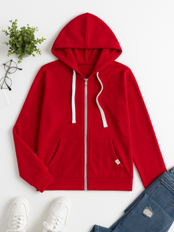 Women's Casual Zip-Up Hoodie with Adjustable Drawstring Hood - Comfortable & Stylish Outerwear for Everyday Wear