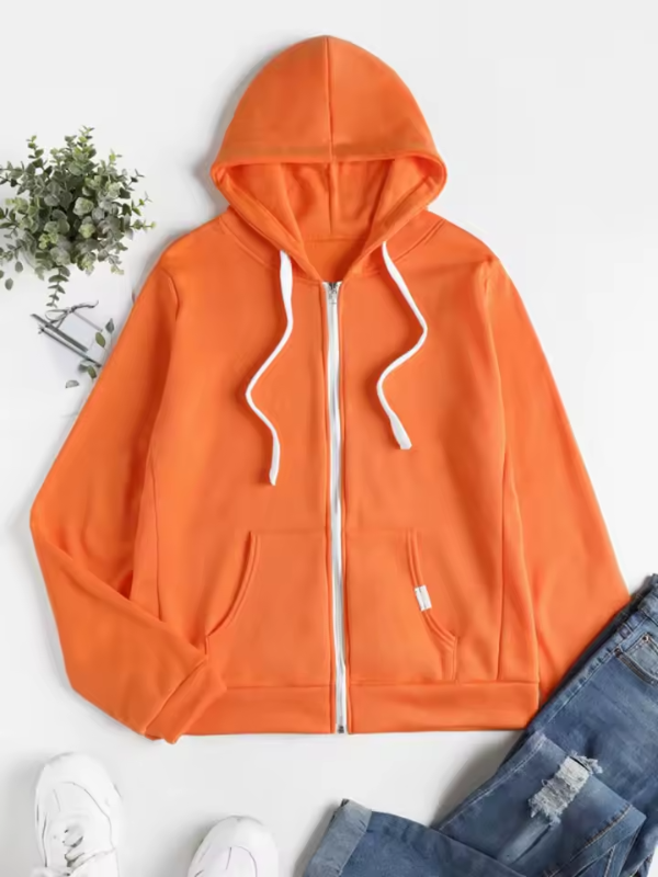 Women's Casual Zip-Up Hoodie with Adjustable Drawstring Hood - Comfortable & Stylish Outerwear for Everyday Wear