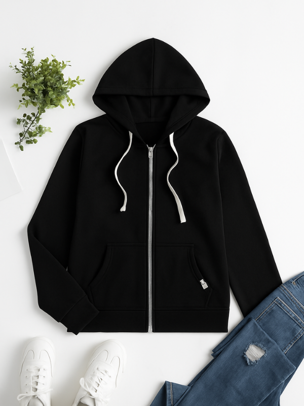 Women's Casual Zip-Up Hoodie with Adjustable Drawstring Hood - Comfortable & Stylish Outerwear for Everyday Wear