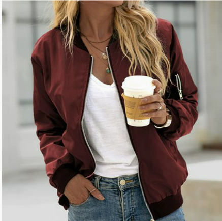 Stylish Women's Long-Sleeved Bomber Jacket - Trendy Lightweight Outerwear for Casual & Chic Looks