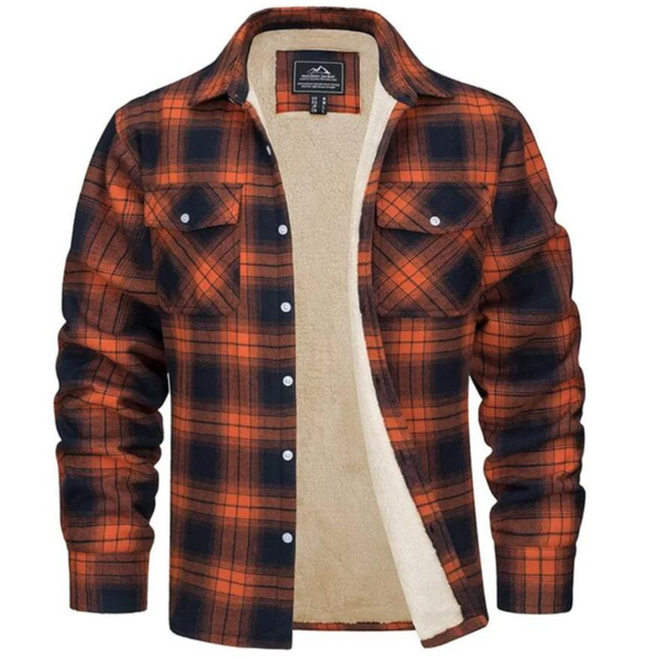 Men's Checked Bomber Jacket with Cozy Warm Lining & Convenient Snap Pockets - Stylish & Comfortable Outerwear for Fall/Winter