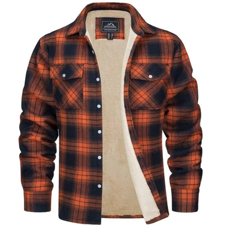 Men's Checked Bomber Jacket with Cozy Warm Lining & Convenient Snap Pockets - Stylish & Comfortable Outerwear for Fall/Winter