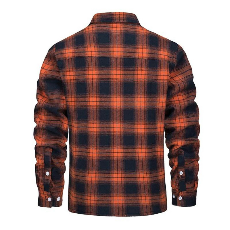 Men's Checked Bomber Jacket with Cozy Warm Lining & Convenient Snap Pockets - Stylish & Comfortable Outerwear for Fall/Winter