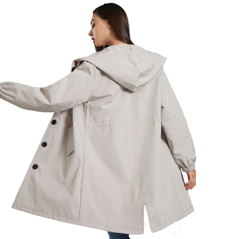 Women's Lightweight Waterproof Rain Jacket - Hooded Windbreaker for Outdoor Casual Wear