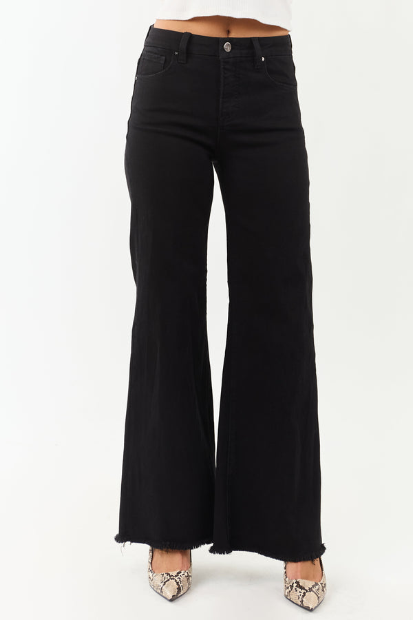 Risen Women's Black Stretchy Tummy Control Wide Leg Jeans - Flattering Fit & Comfort