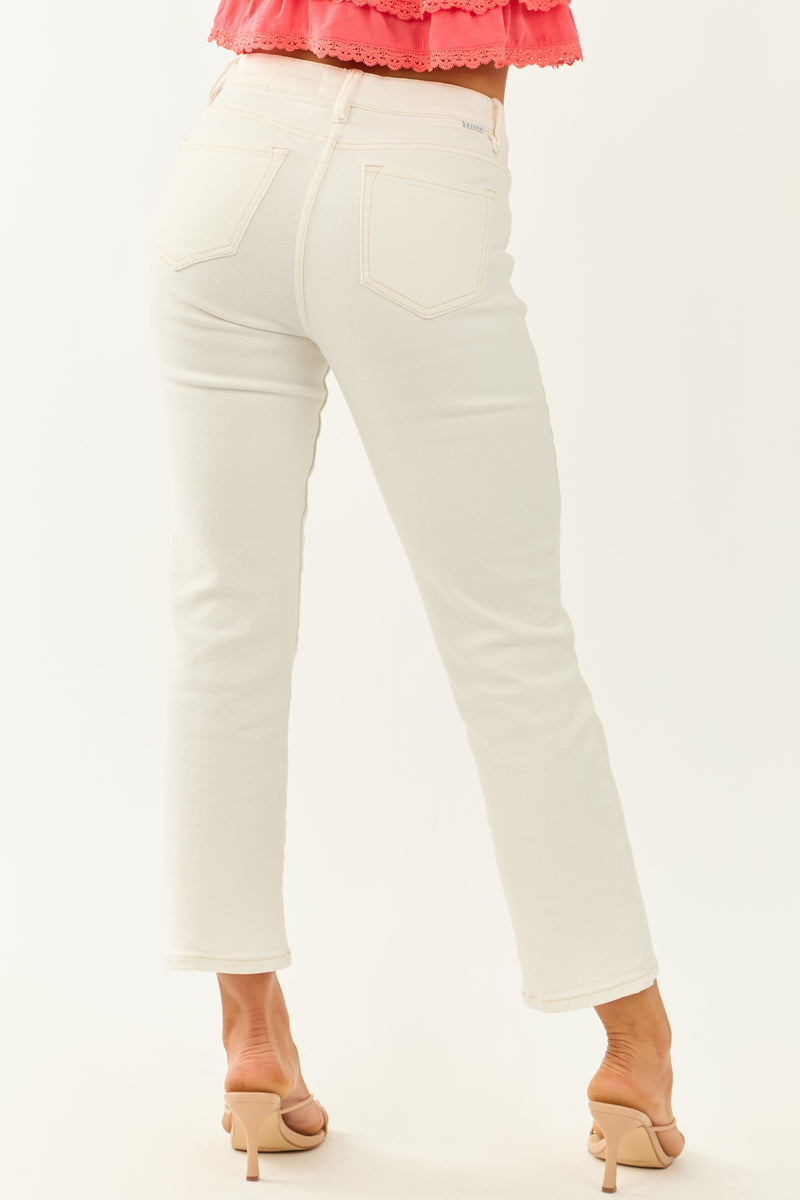 Risen Women's White Wash Stretchy Straight Leg Denim Jeans - Comfortable & Stylish Fit