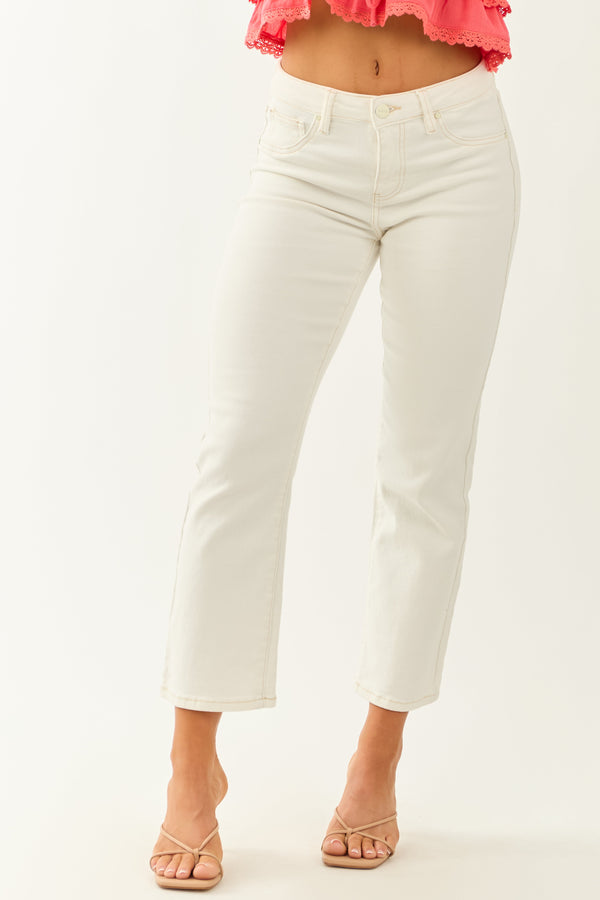Risen Women's White Wash Stretchy Straight Leg Denim Jeans - Comfortable & Stylish Fit