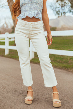 Risen Women's White Wash Stretchy Straight Leg Denim Jeans - Comfortable & Stylish Fit