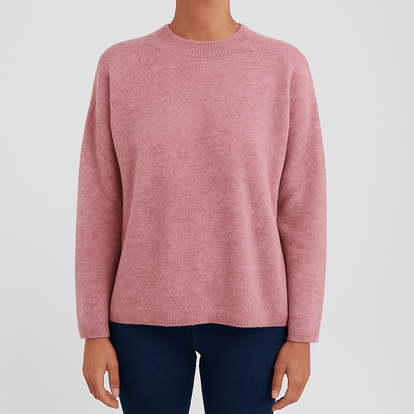 Women's Soft Fabric Round Neck Knit Jumper - Relaxed Fit Sweater for Comfort and Style