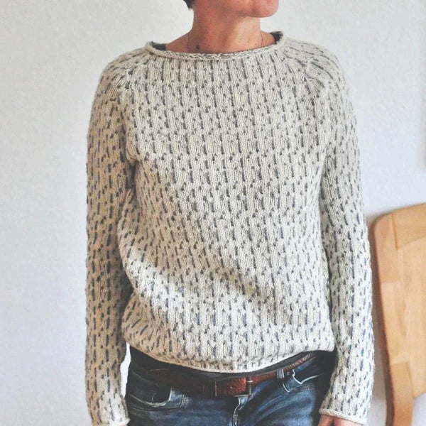 Women's Textured Knit Jumper - Round Neck, Ribbed Hem & Cuffs, Cozy Sweater for Fall/Winter Fashion