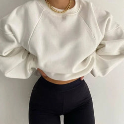 Women's Oversized Cotton Blend Sweatshirt - Soft Crew Neck, Long Sleeve Casual Top for Everyday Comfort