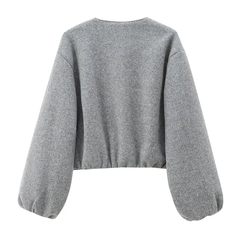 Women's Cropped Bomber Jacket - Long Sleeve, Zip Front, Stylish & Versatile Outerwear