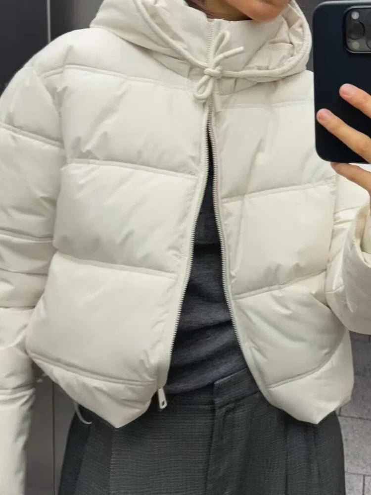 Women's Casual Quilted Hooded Puffer Jacket - Warm Insulated Winter Coat
