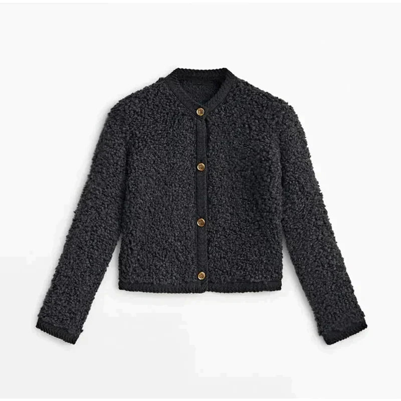 Women's Cozy Teddy Fleece Jacket - Button Front, Soft Texture, Casual Style