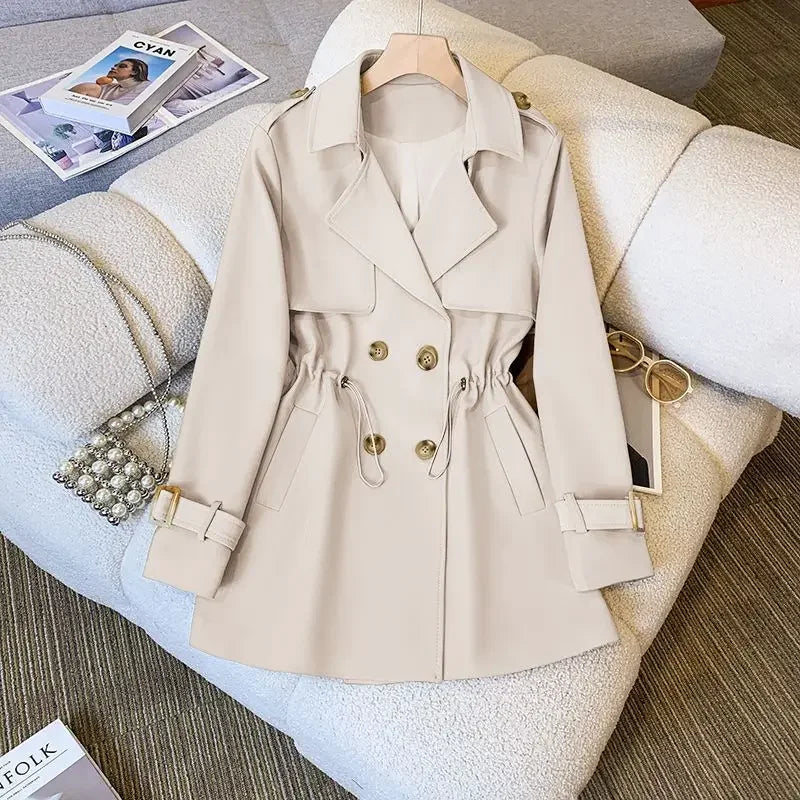 Women's Mid-Length Cotton Trench Coat - Stylish & Comfortable Outerwear