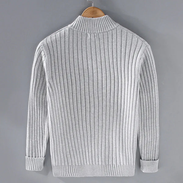 Men's Ribbed Knit Open Front Cardigan with Stylish Fold-Over Collar - Cozy & Versatile Sweater for Casual Wear
