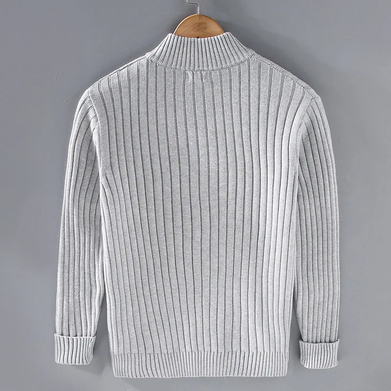 Men's Ribbed Knit Open Front Cardigan with Stylish Fold-Over Collar - Cozy & Versatile Sweater for Casual Wear