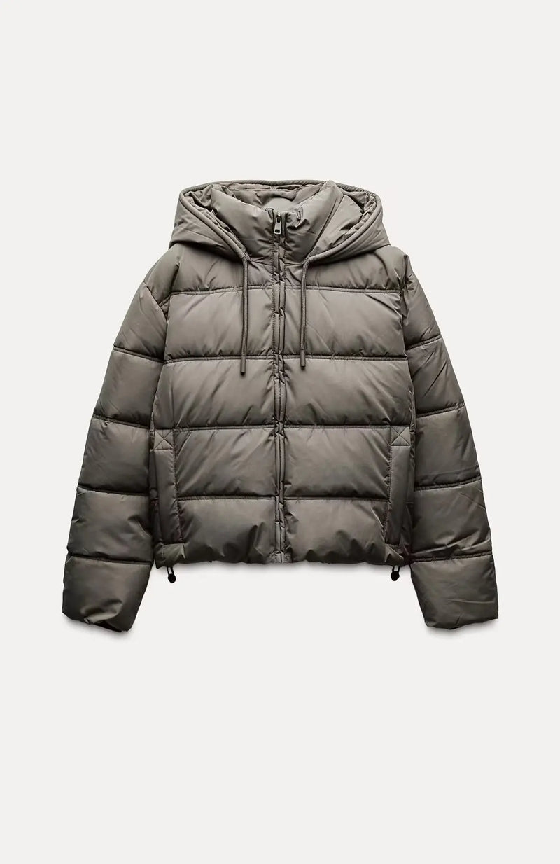 Women's Casual Quilted Hooded Puffer Jacket - Warm Insulated Winter Coat