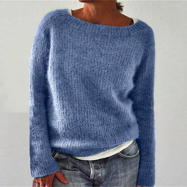 Women's Loose Fit Long Sleeve Knit Jumper - Cozy Casual Sweater for Everyday Wear