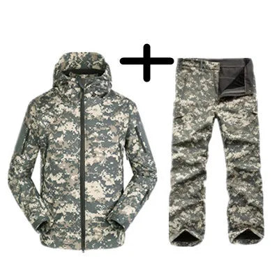 TAD Gear Men's Tactical Softshell Camouflage Jacket Set - Waterproof Windbreaker for Hunting & Outdoor Activities