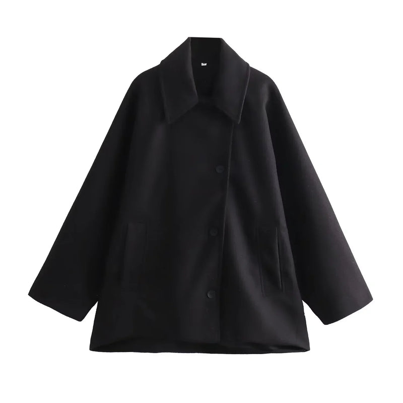 Women's Oversized Winter Coat - Long Sleeve Button Front Jacket for Ultimate Warmth & Style