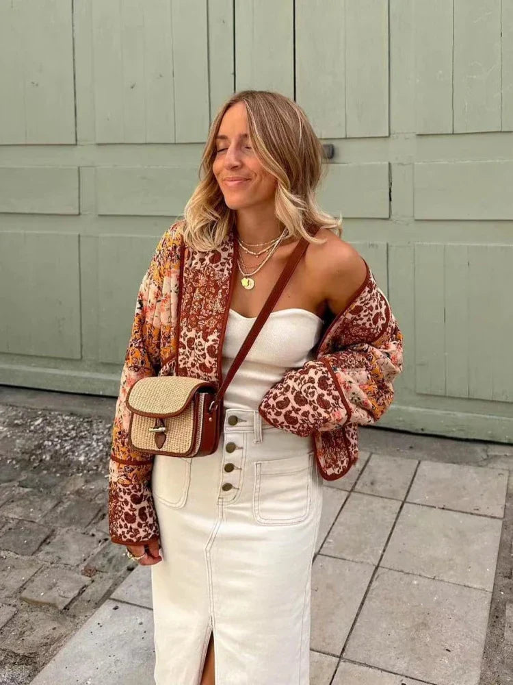 Women's Spring Coat - Stylish Patchwork Design for Trendy Spring Fashion