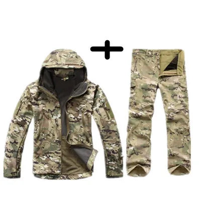 TAD Gear Men's Tactical Softshell Camouflage Jacket Set - Waterproof Windbreaker for Hunting & Outdoor Activities