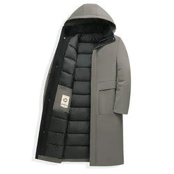 Men's Winter Fleece Long Parka Jacket with Hood - Casual Windbreaker Overcoat for Cold Weather