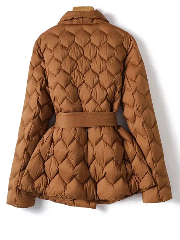 Antonella Elegant Belted Down Jacket - Stylish Women's Winter Coat for Ultimate Warmth