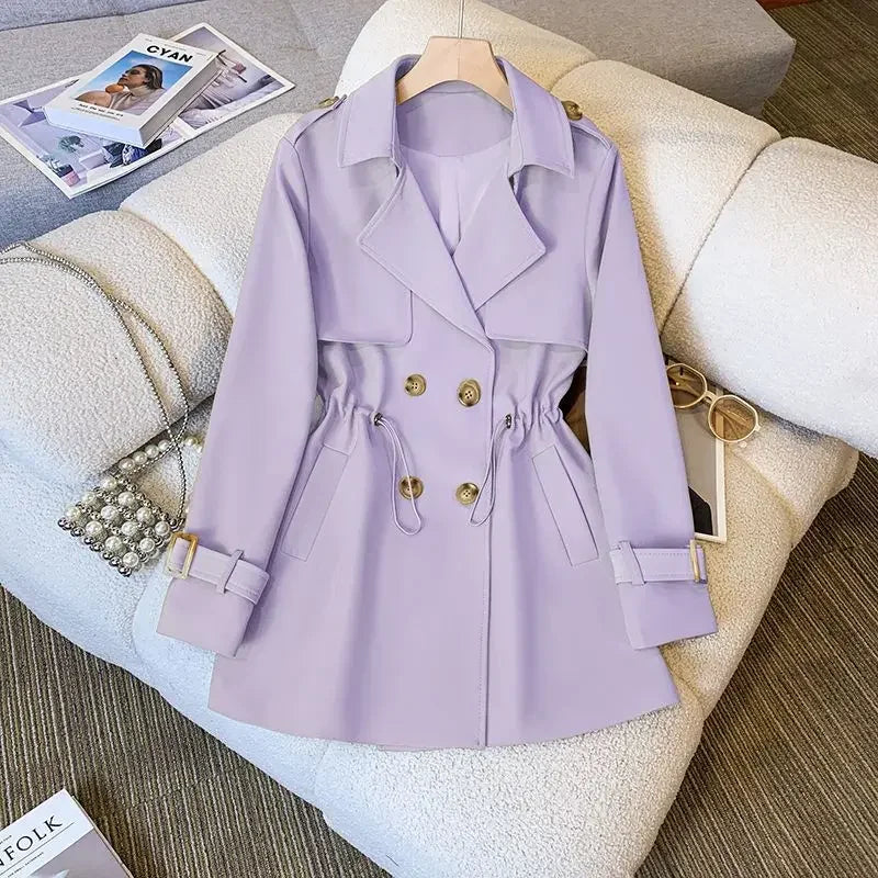 Women's Mid-Length Cotton Trench Coat - Stylish & Comfortable Outerwear