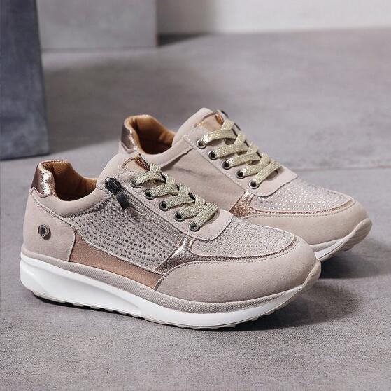 Orthopedic Arch Support Walking Shoes - Easy-On Side Zip Comfort Rocker Sneakers for All-Day Support